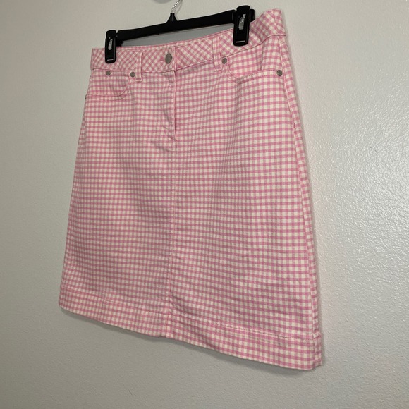 TALBOTS Pink and White Gingham Skirt Size 6 - Picture 3 of 10